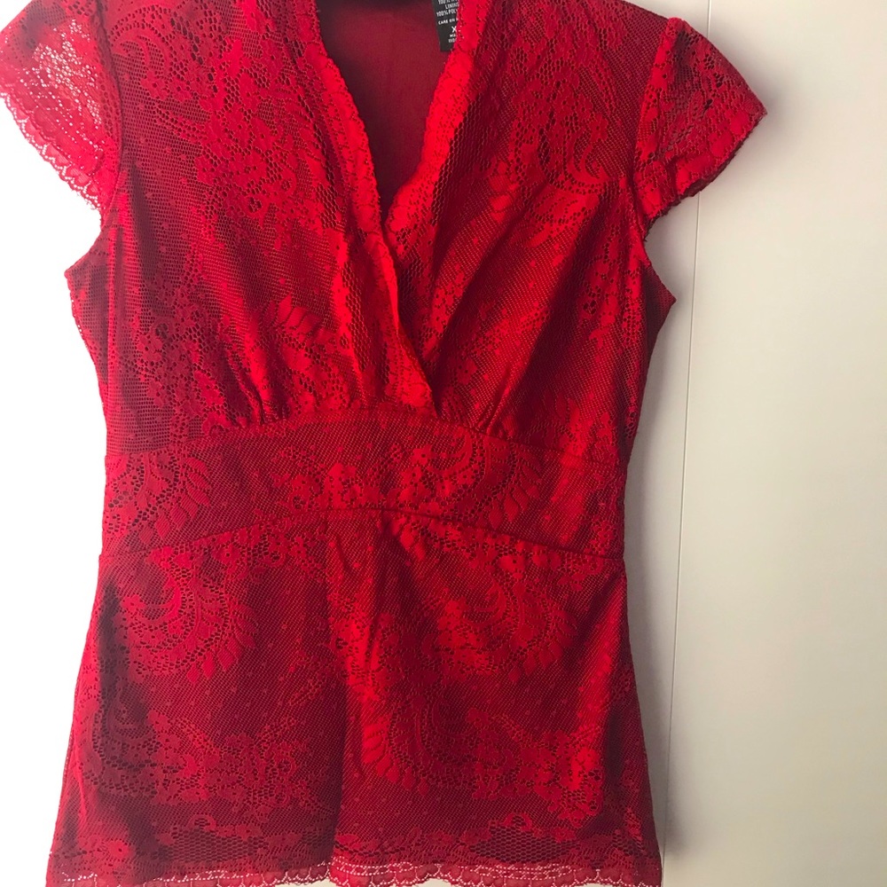 Lace Red Top